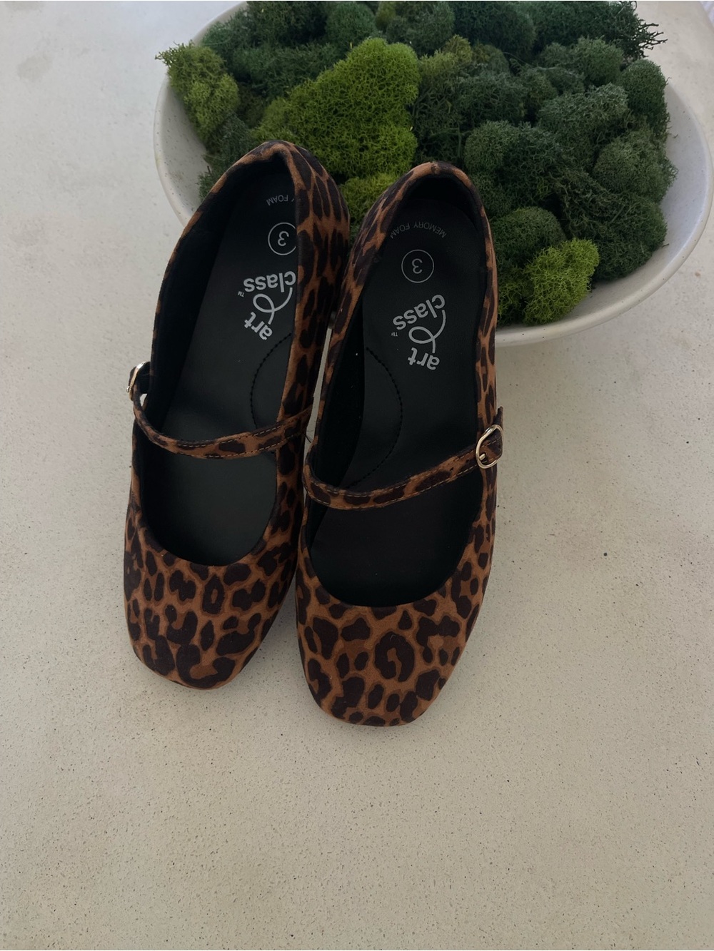 art class Leopard Print Mary Jane Flats - Brown and Black